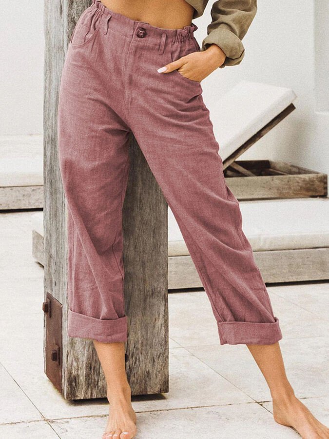 Luchtige en comfortabele linnen broek voor de zomer, met ademende stoffen en een losse pasvorm.
