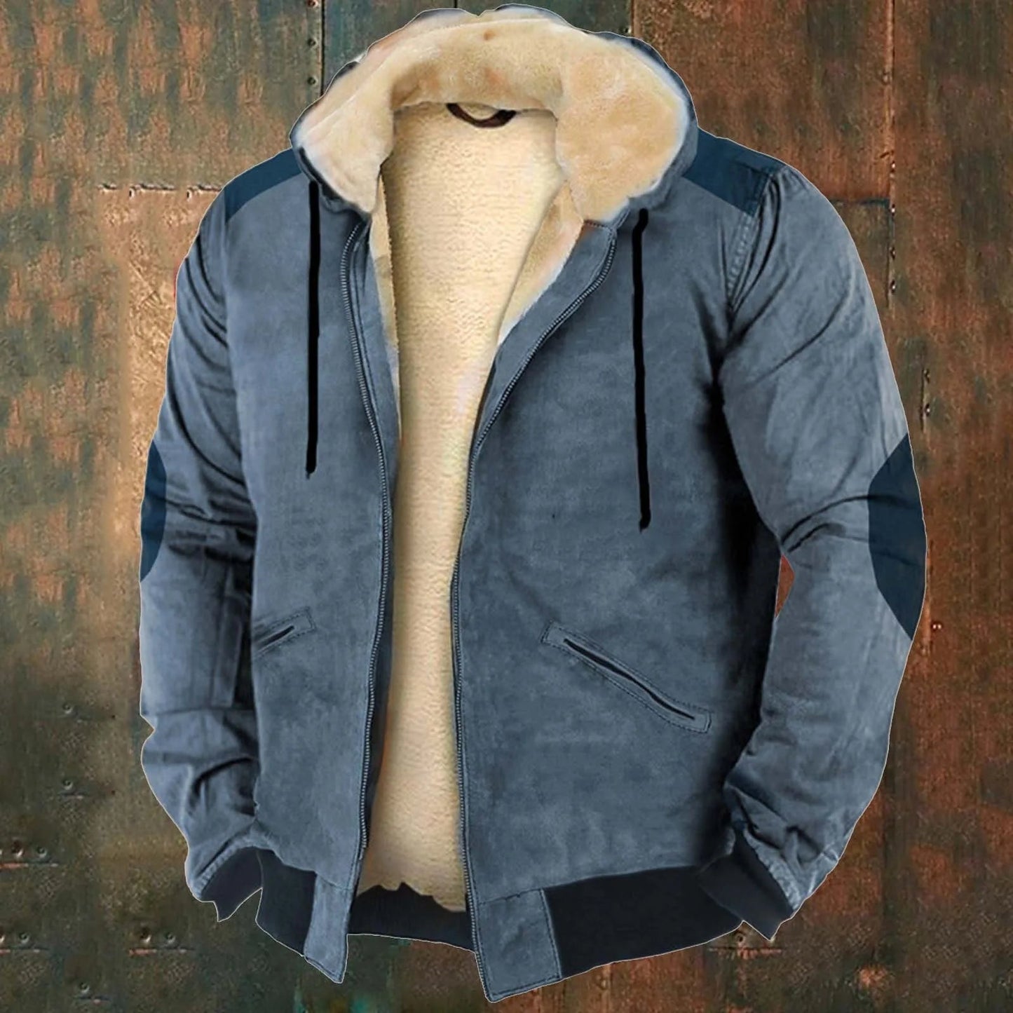 Pluche heren winterjas met capuchon, warm en stijlvol voor koude dagen