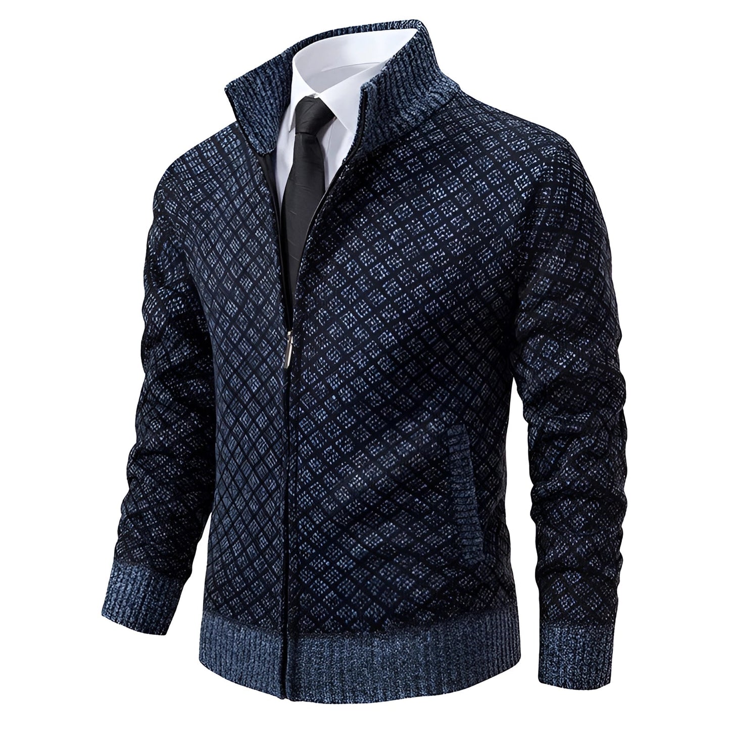 Modieuze heren winterjas met ritssluiting, stijlvol en warm, ideaal voor koude winterdagen.