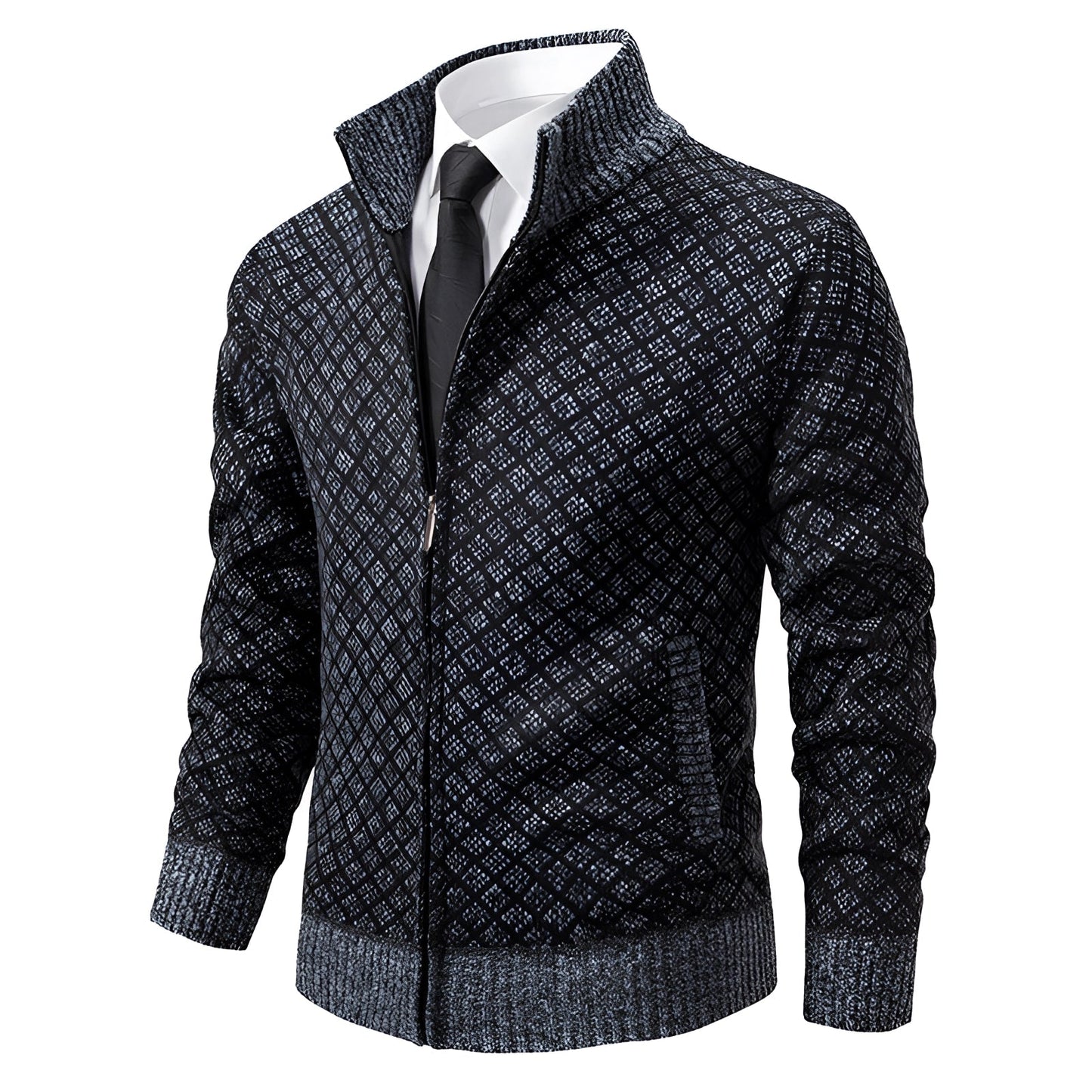 Modieuze heren winterjas met ritssluiting, stijlvol en warm, ideaal voor koude winterdagen.