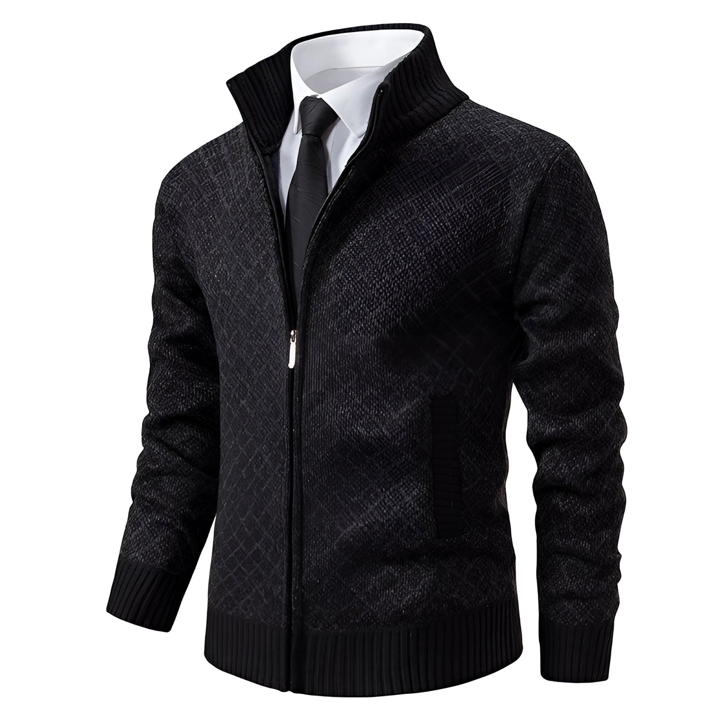 Modieuze heren winterjas met ritssluiting, stijlvol en warm, ideaal voor koude winterdagen.