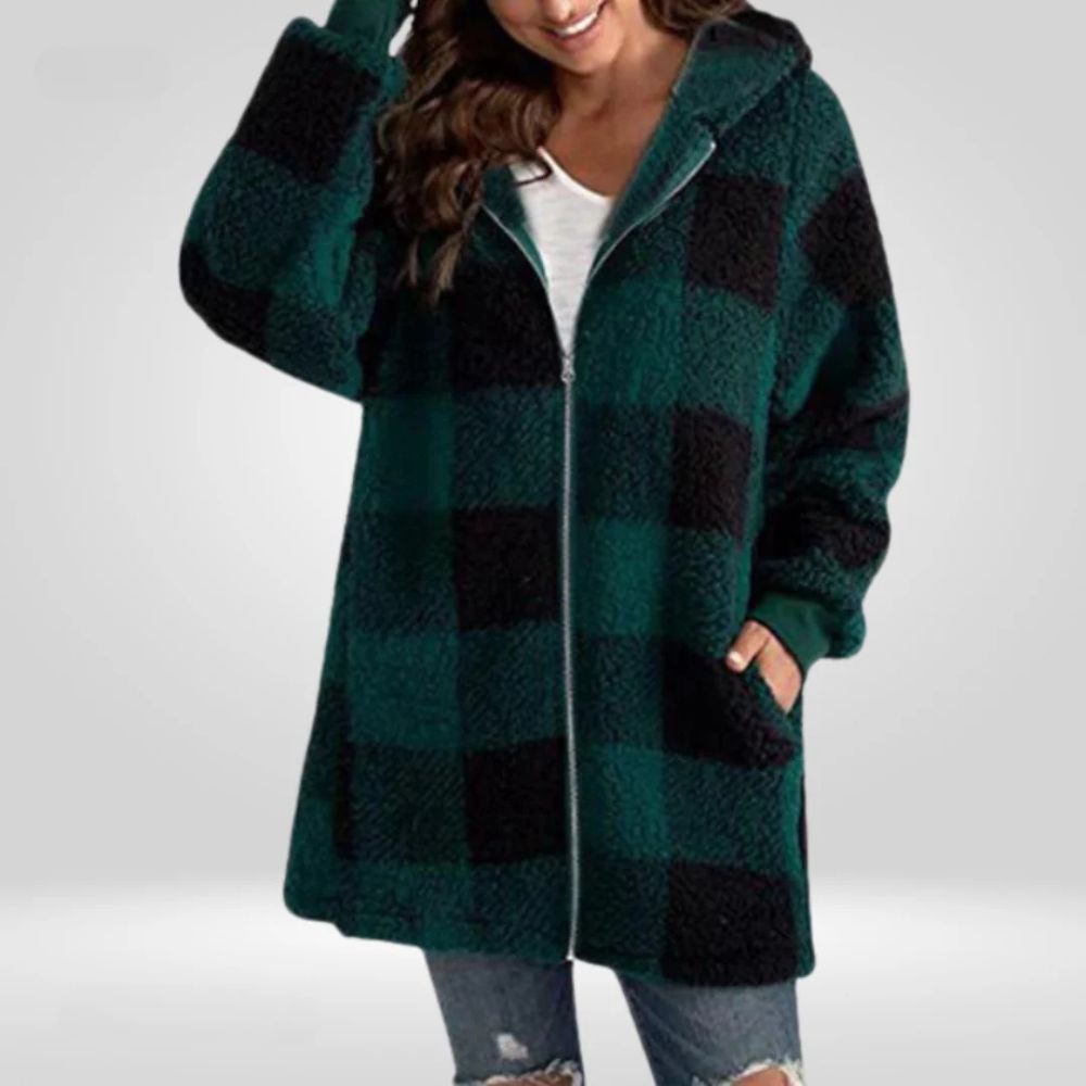 Modieus jas met capuchon voor dames van zacht materiaal, ideaal voor herfst- en winterdagen.