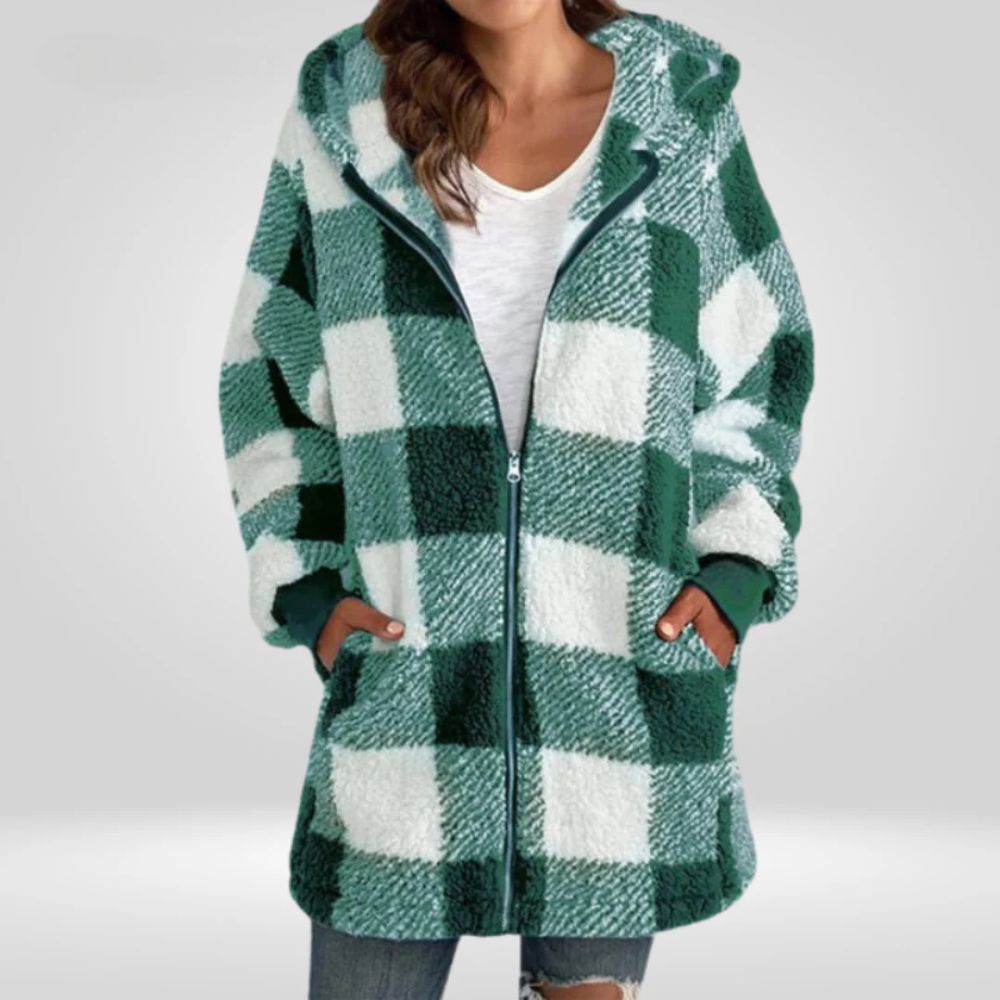 Modieus jas met capuchon voor dames van zacht materiaal, ideaal voor herfst- en winterdagen.