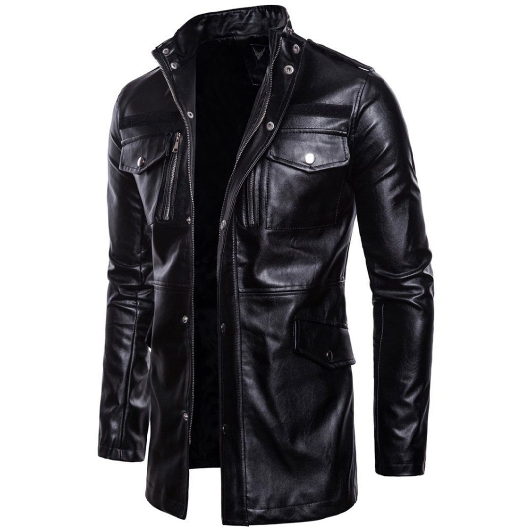Modische Lederjacke für Männer, ideal für Herbst- und Wintertage.
