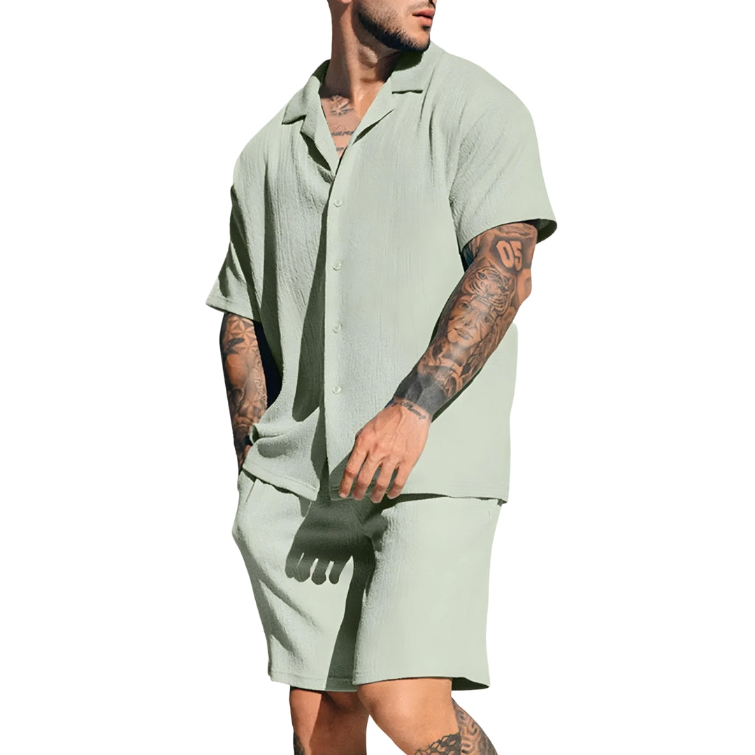 Premium linnen blouse en pantalon voor heren - elegant en comfortabel voor de zomer.