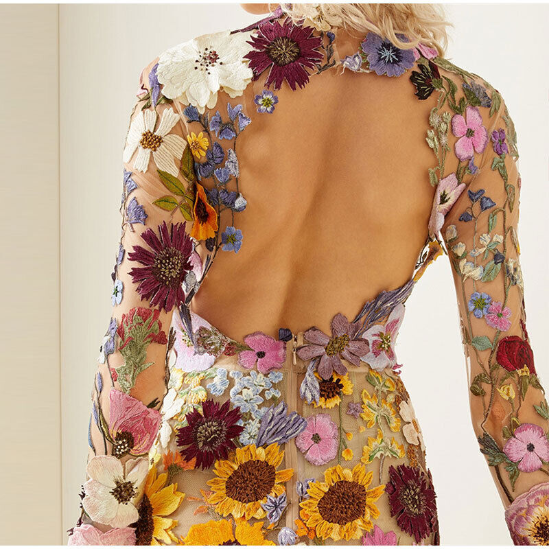 Elegante jurk met bloemdecoratie - Adrienne
