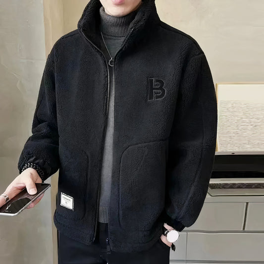 Stijlvolle fleece winterjas voor heren, zacht en warm, ideaal voor herfst- en winterdagen.
