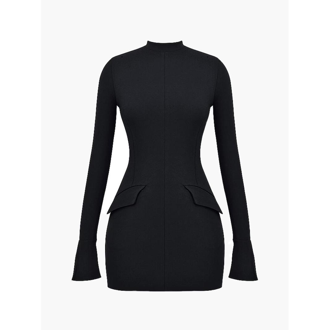 Stijlvolle jurk met lange mouwen, elegant ontwerp, ideaal voor formele gelegenheden en koele herfst- of winterdagen.