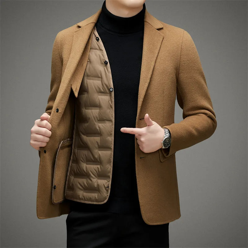 Elegante wollen herenjas met een geraffineerd ontwerp en warm Funktionalität