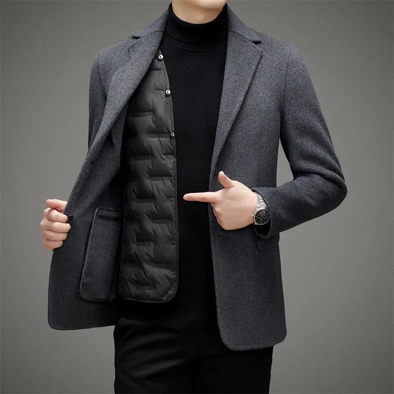 Elegante wollen herenjas met een geraffineerd ontwerp en warm Funktionalität