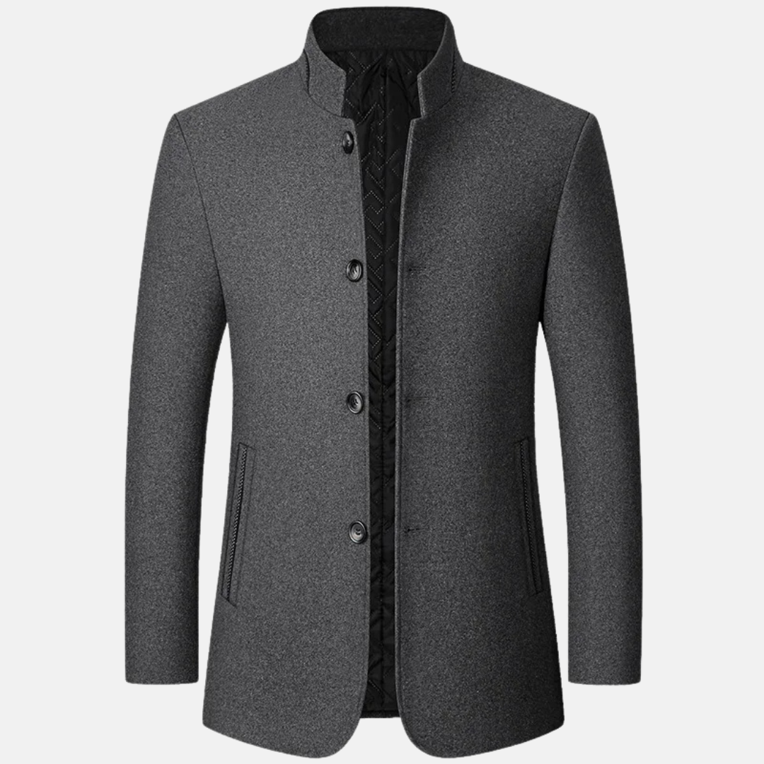 Elegante wollen winterjas voor heren met een klassiek ontwerp en hoogwaardig materiaal.
