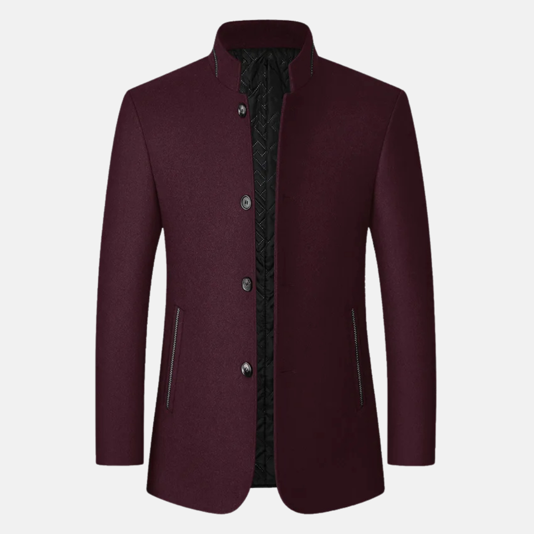 Elegante wollen winterjas voor heren met een klassiek ontwerp en hoogwaardig materiaal.