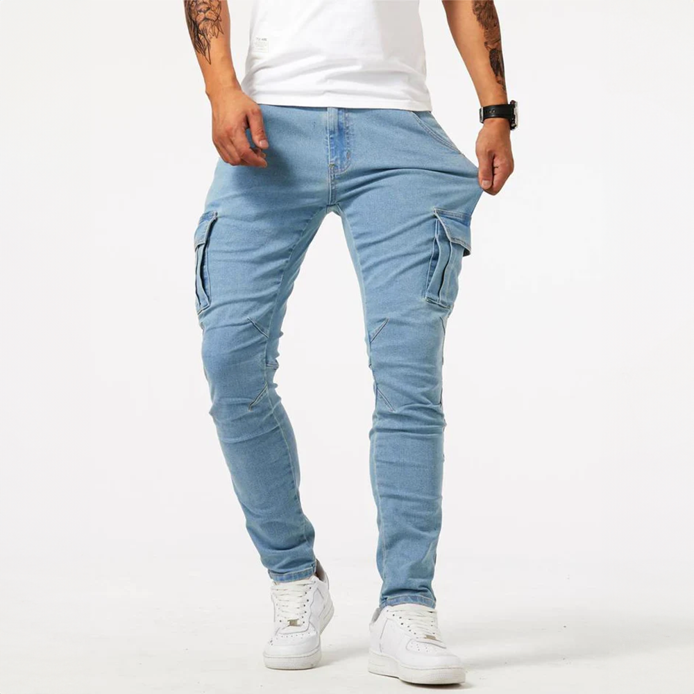 Stijlvolle en lichtgewicht cargo zomerjeans voor heren met functionele zakken