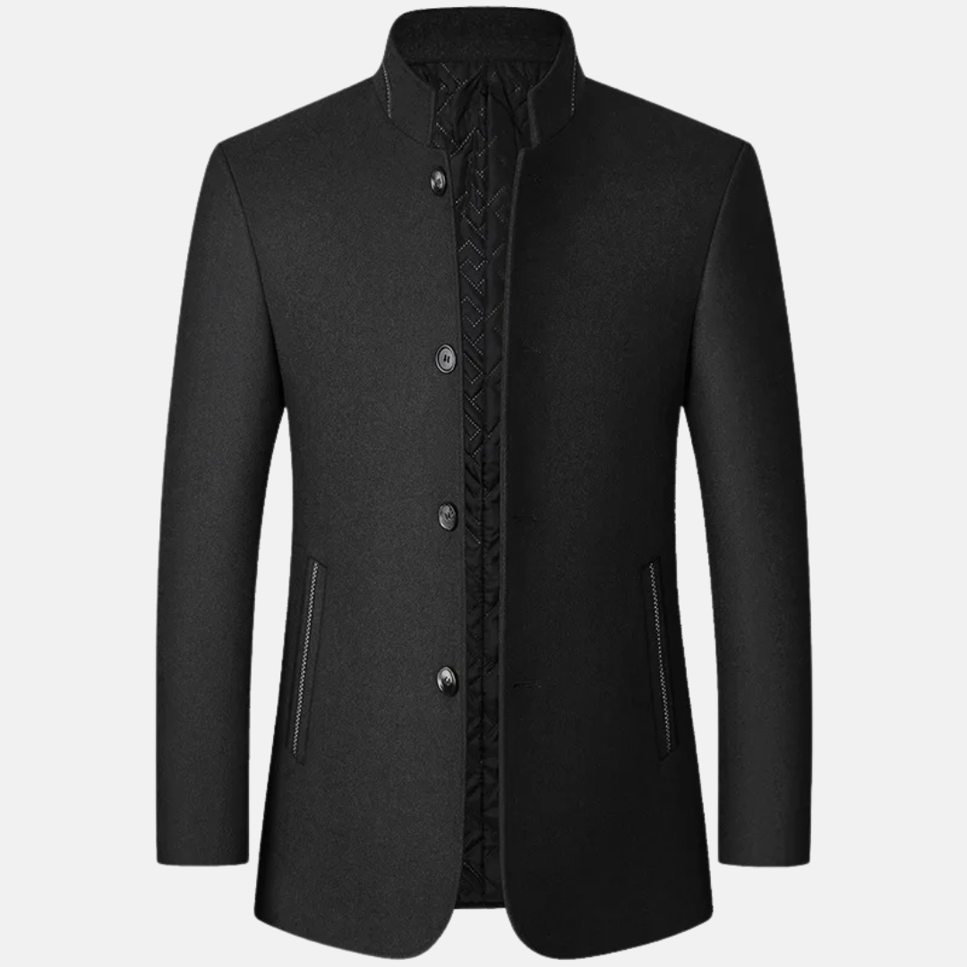 Elegante wollen winterjas voor heren met een klassiek ontwerp en hoogwaardig materiaal.