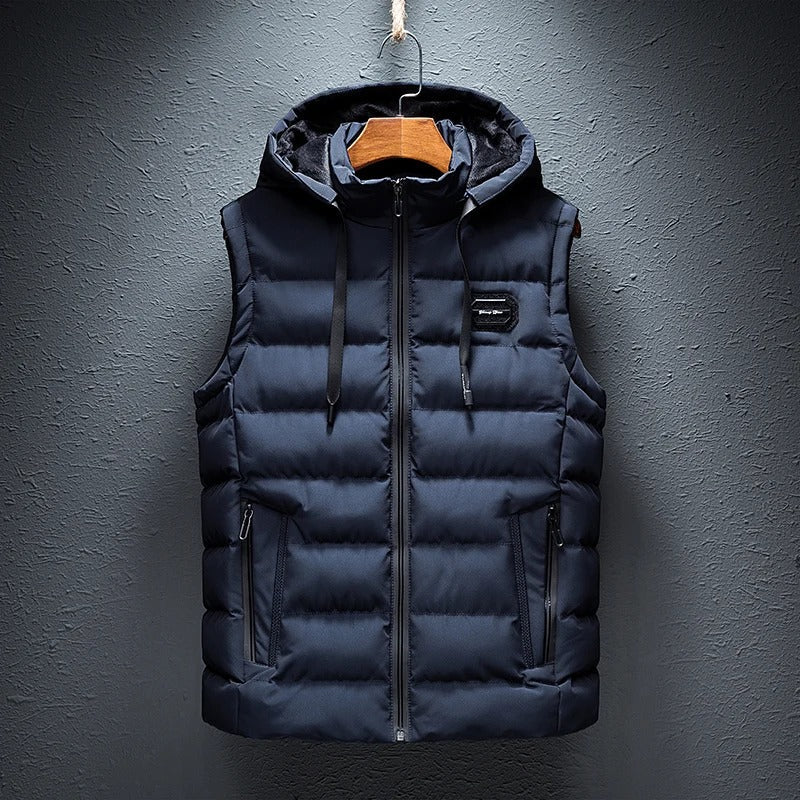 Thermisch heren fleece vest met capuchon, ideaal voor buitenactiviteiten en koude dagen
