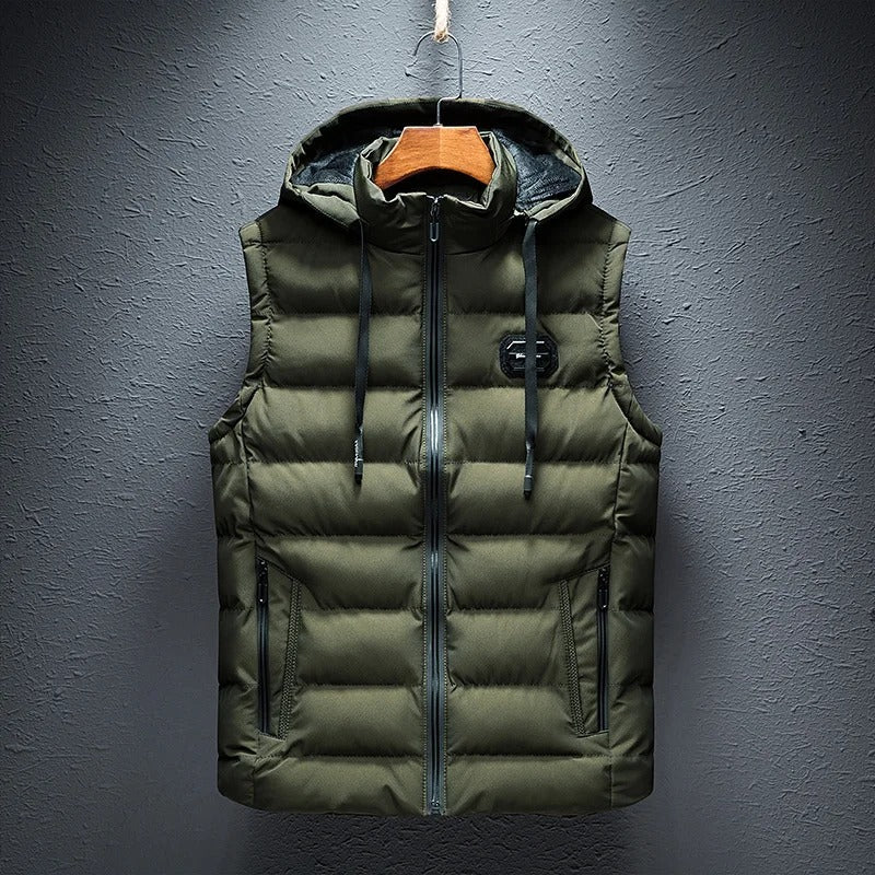 Thermisch heren fleece vest met capuchon, ideaal voor buitenactiviteiten en koude dagen