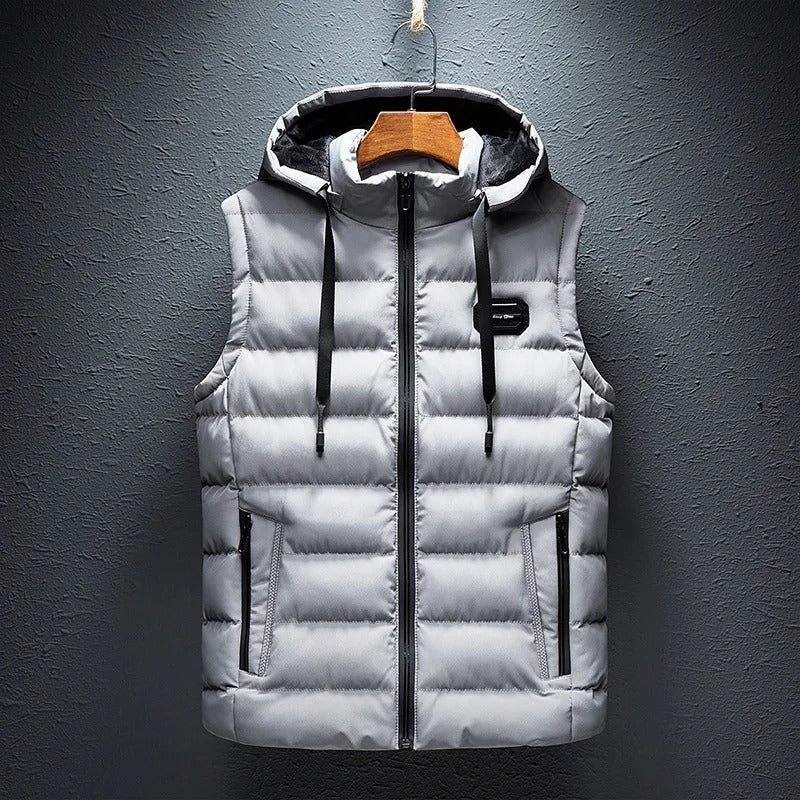 Thermisch heren fleece vest met capuchon, ideaal voor buitenactiviteiten en koude dagen