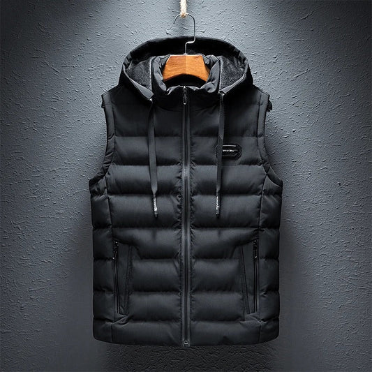 Thermisch heren fleece vest met capuchon, ideaal voor buitenactiviteiten en koude dagen