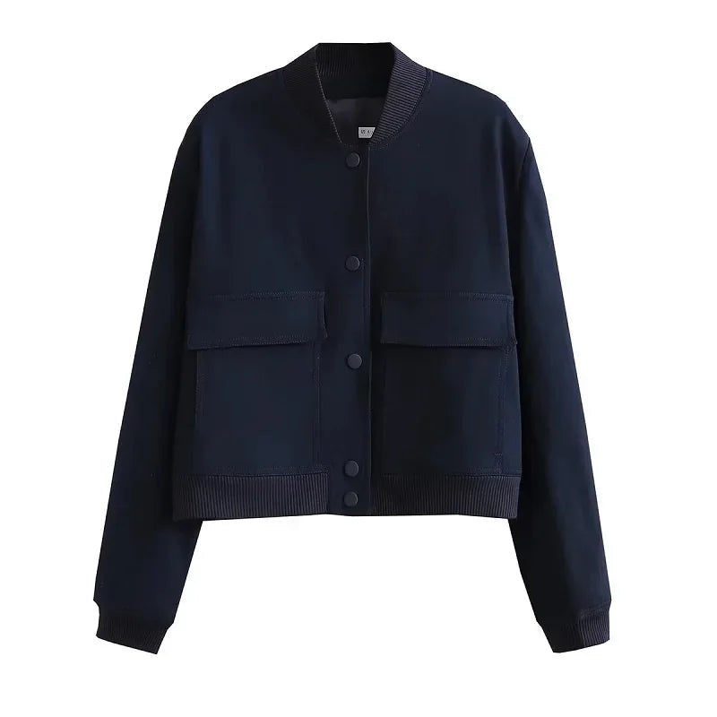 Trendy warm baseballjack voor dames, ideaal voor herfst- en winterdagen.