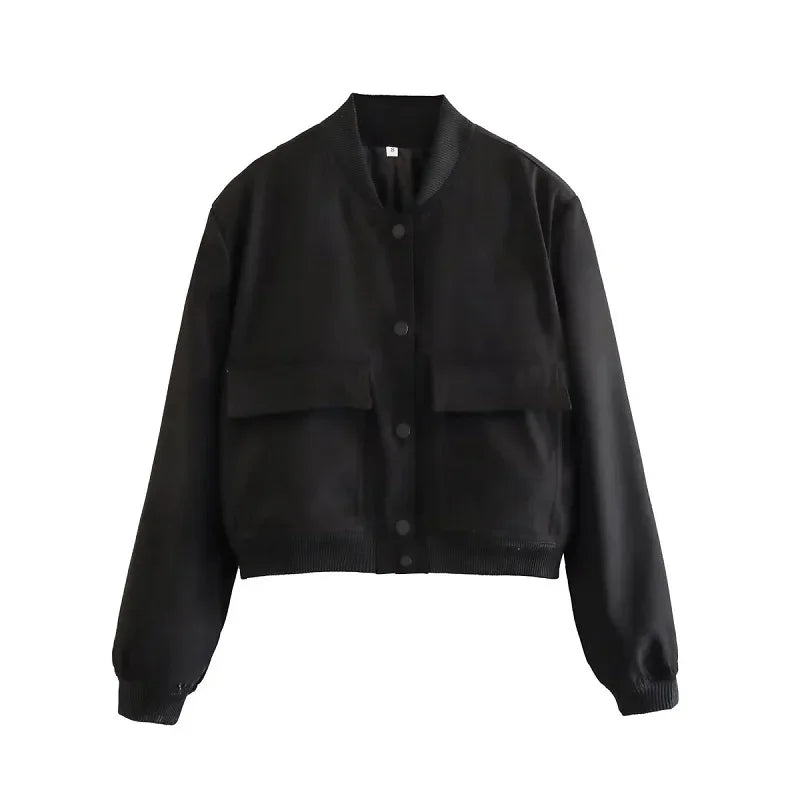 Trendy warm baseballjack voor dames, ideaal voor herfst- en winterdagen.