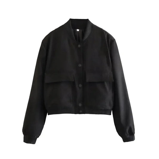 Trendy warm baseballjack voor dames, ideaal voor herfst- en winterdagen.