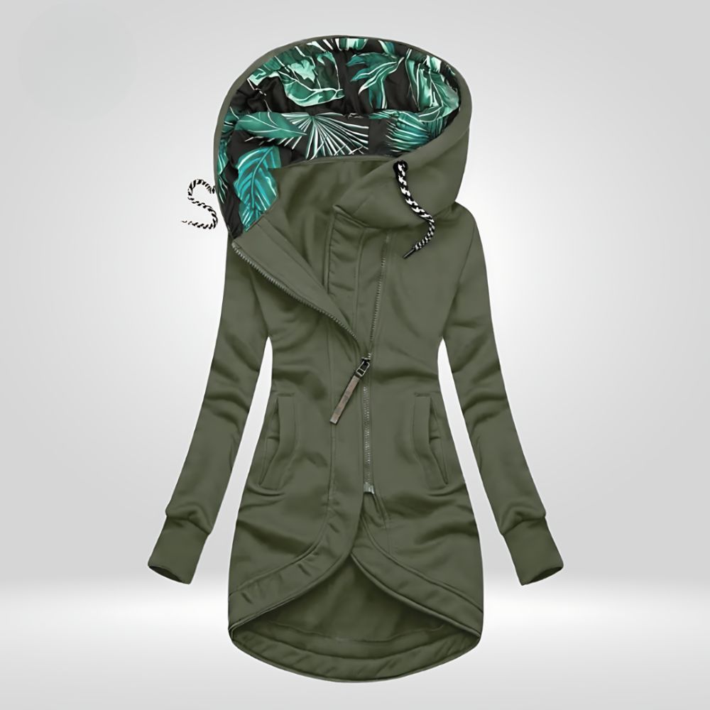 Trendige Winterjacke mit Kapuze für Frauen, ideal für kalte Herbst- und Wintertage.