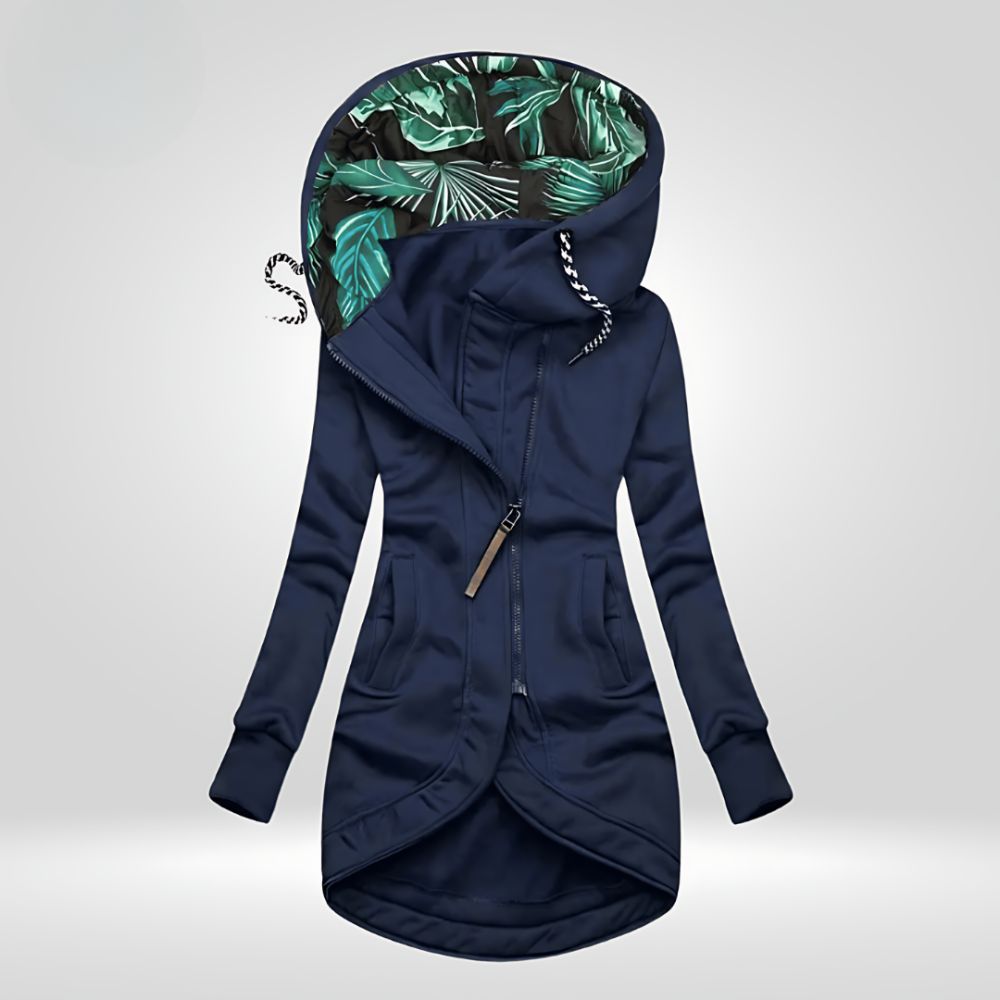 Trendige Winterjacke mit Kapuze für Frauen, ideal für kalte Herbst- und Wintertage.