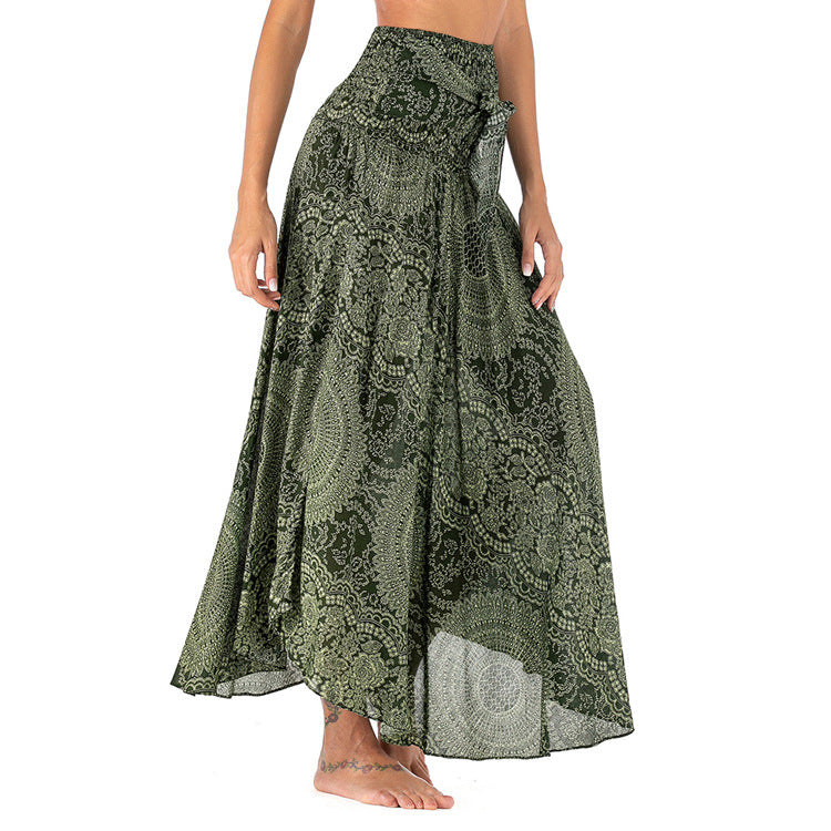 Trendy bohemian lange zomerrok met vloeiende snit en boho-design