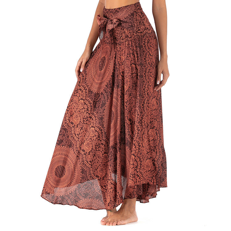 Trendy bohemian lange zomerrok met vloeiende snit en boho-design
