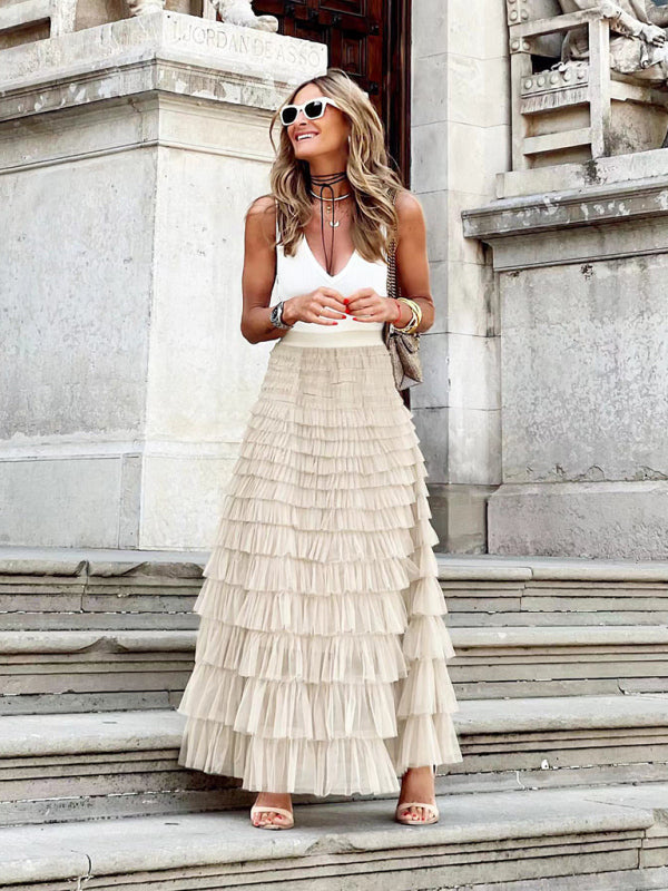 Trendy maxi-rok van meerlaagse tule, luchtig en elegant voor speciale gelegenheden