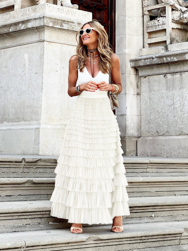 Trendy maxi-rok van meerlaagse tule, luchtig en elegant voor speciale gelegenheden