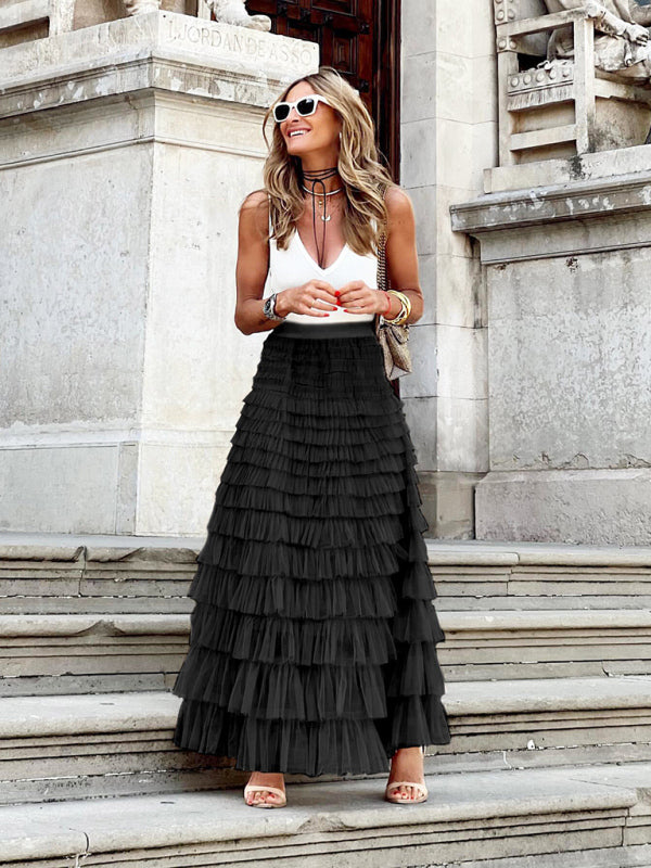 Trendy maxi-rok van meerlaagse tule, luchtig en elegant voor speciale gelegenheden