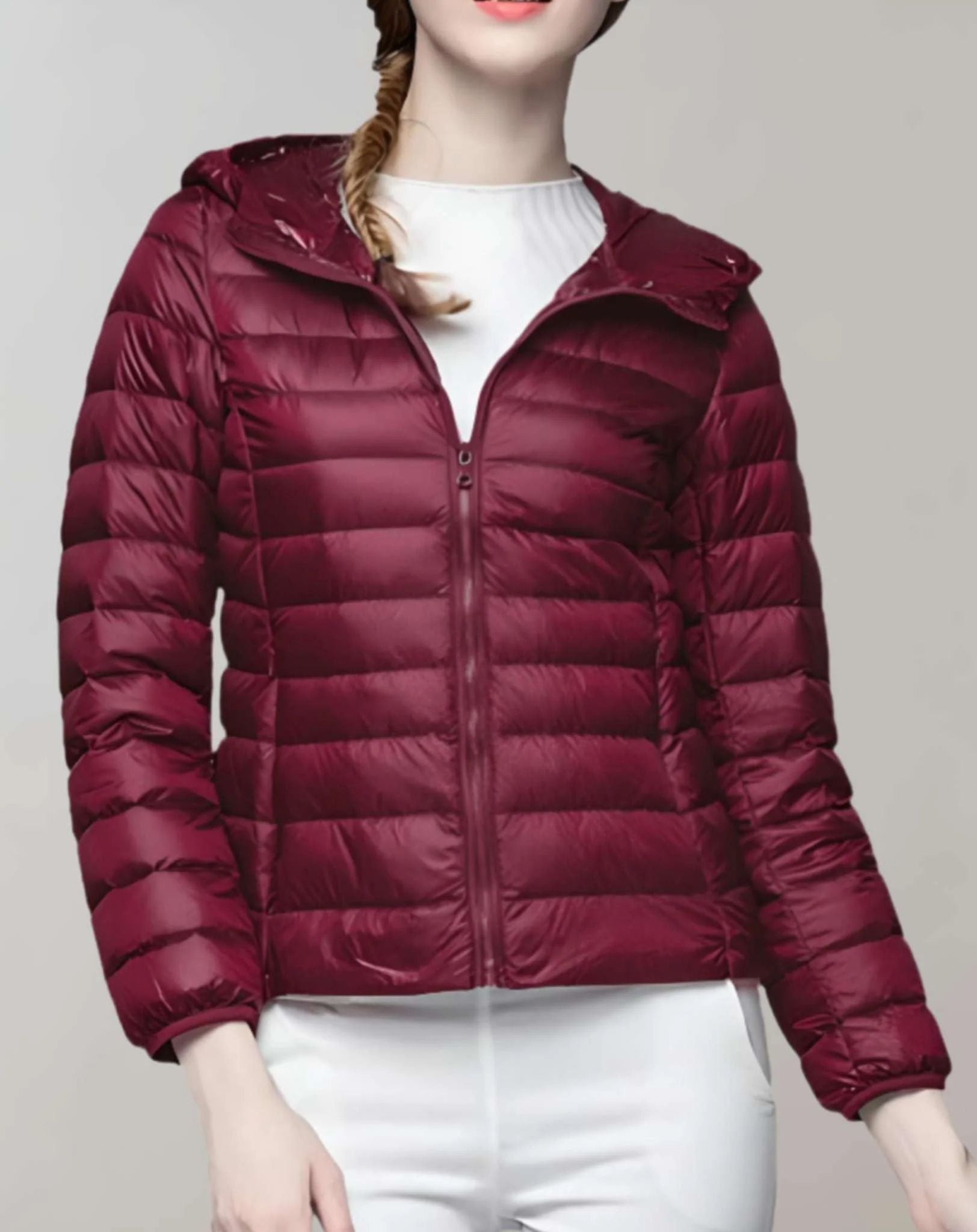 Ultralicht gewatteerd donsjack voor dames, ideaal voor herfst- of winterdagen, lichtgewicht en waterafstotend