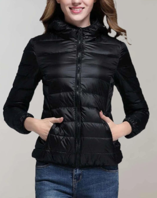 Ultralicht gewatteerd donsjack voor dames, ideaal voor herfst- of winterdagen, lichtgewicht en waterafstotend