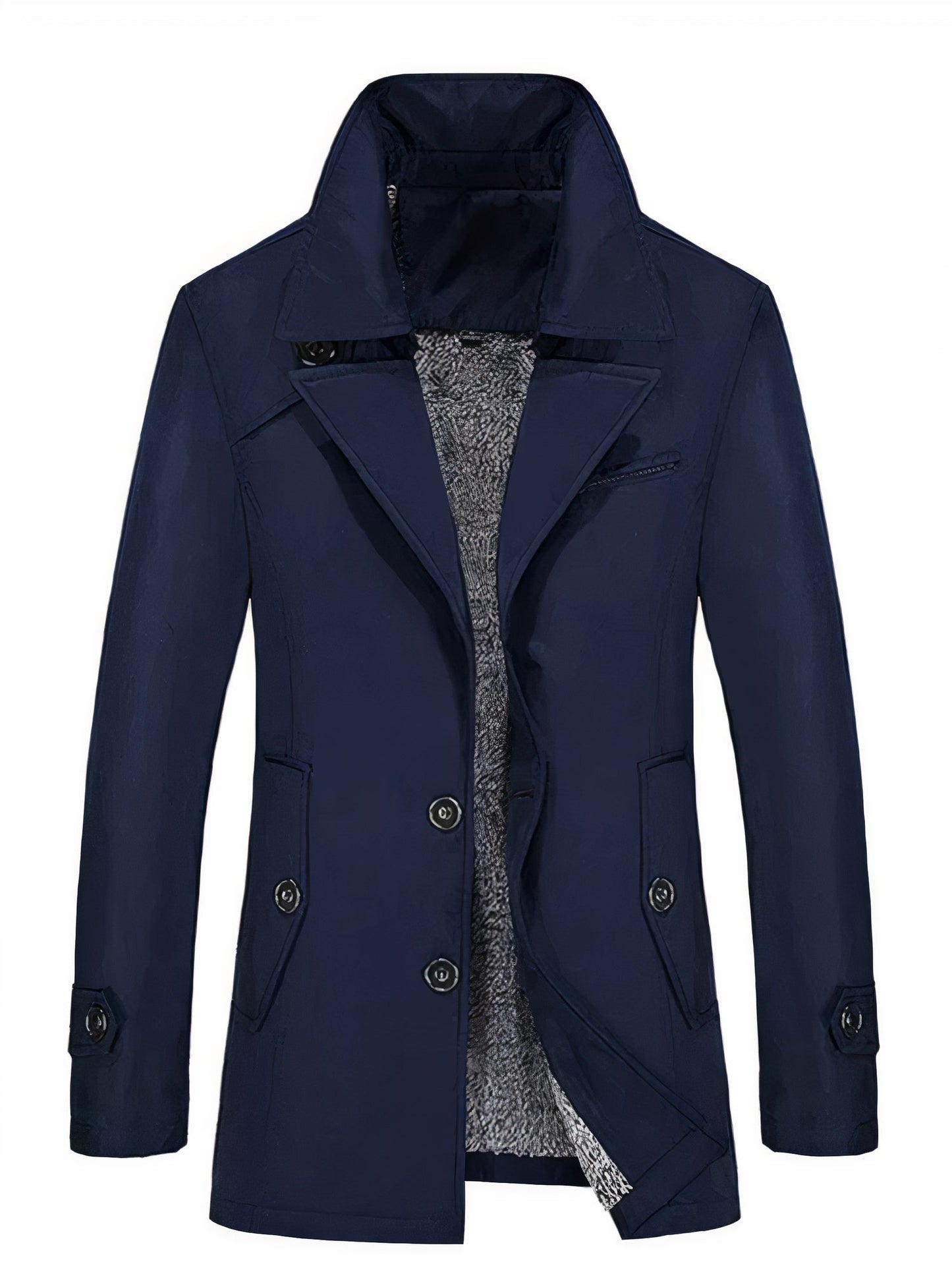 Elegante winter trenchcoat voor heren met een warme voering, ideaal voor herfst- en winterdagen.