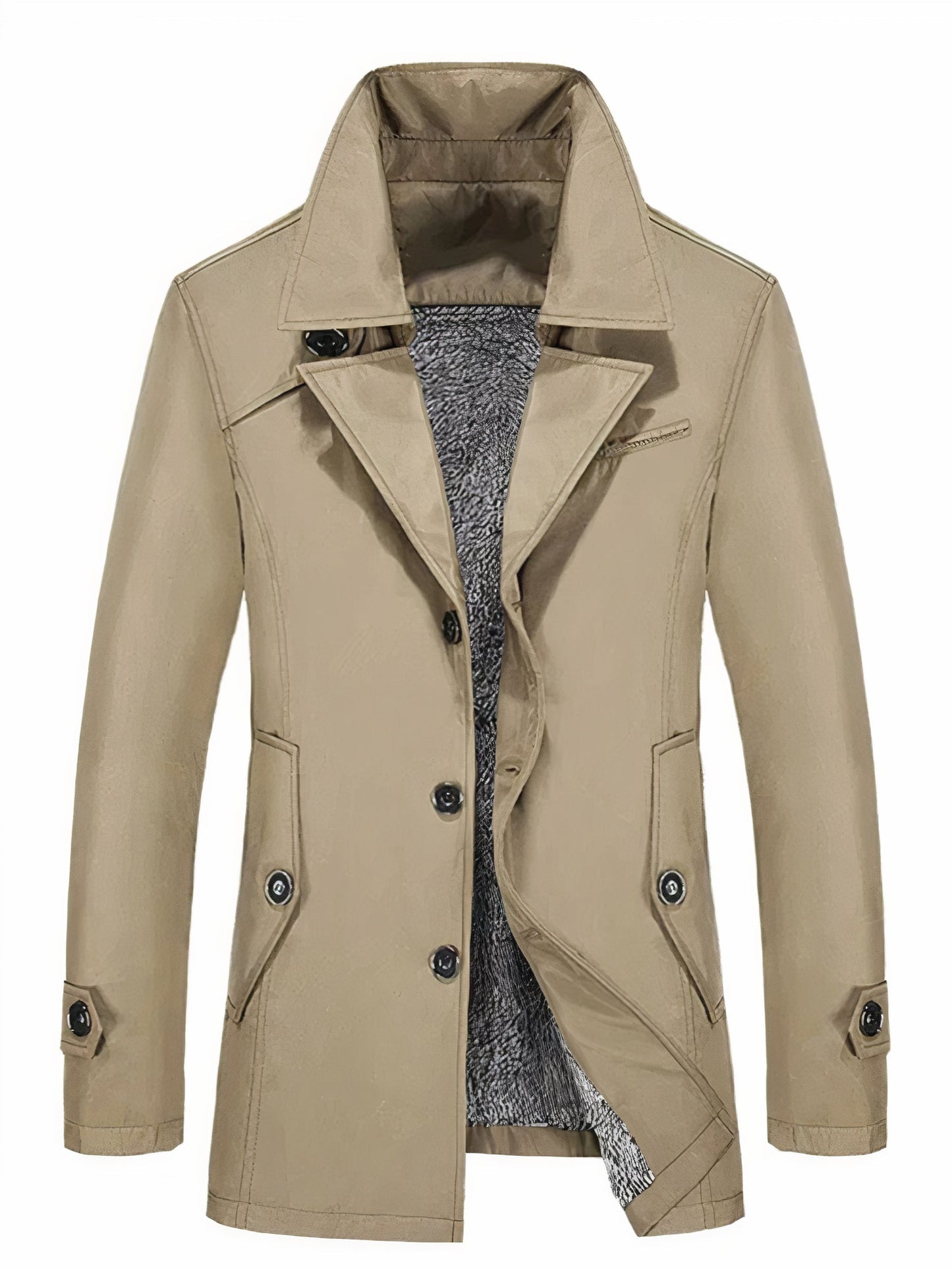 Elegante winter trenchcoat voor heren met een warme voering, ideaal voor herfst- en winterdagen.
