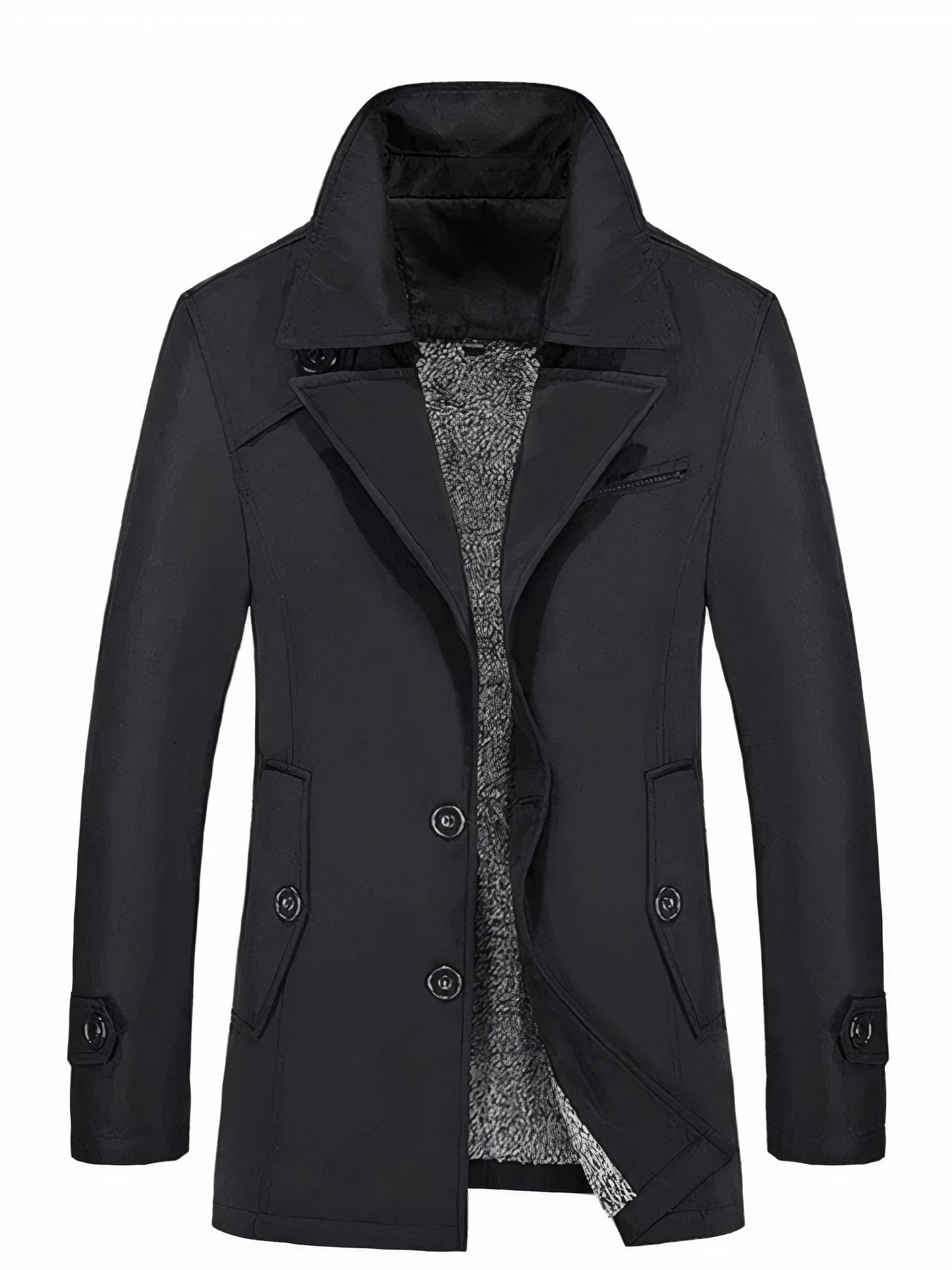 Elegante winter trenchcoat voor heren met een warme voering, ideaal voor herfst- en winterdagen.