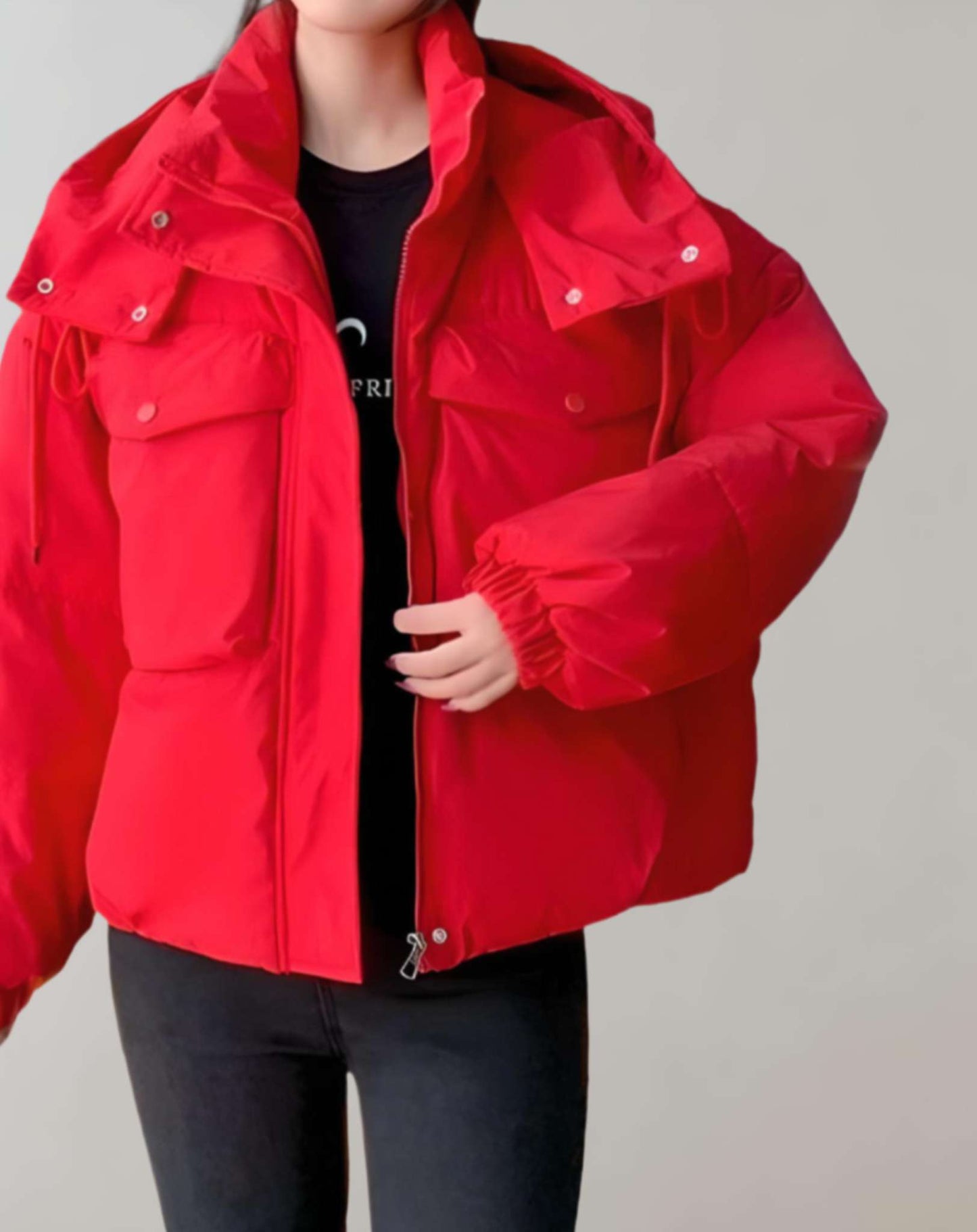 Warme gewatteerde katoenen jas voor dames, ideaal voor de herfst en winter, met een praktische capuchon en ruime zakken.