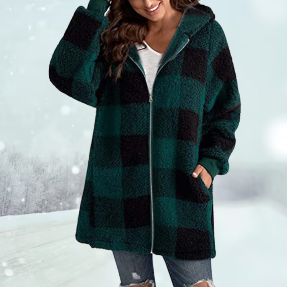 Warme jas met capuchon voor dames, ideaal voor koele herfst- en winterdagen, met zacht materiaal en praktische capuchon
