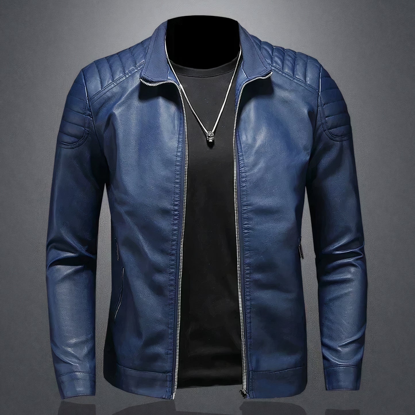 Elegant leren jack voor heren met een warme voering, ideaal voor herfst- en winterdagen.