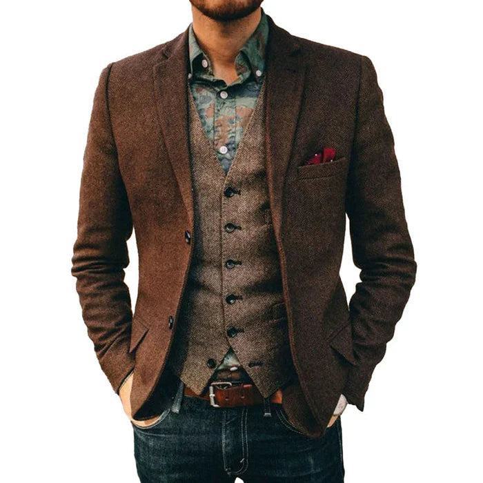 Warm premium blazerjack voor mannen, elegant en comfortabel voor koude dagen.