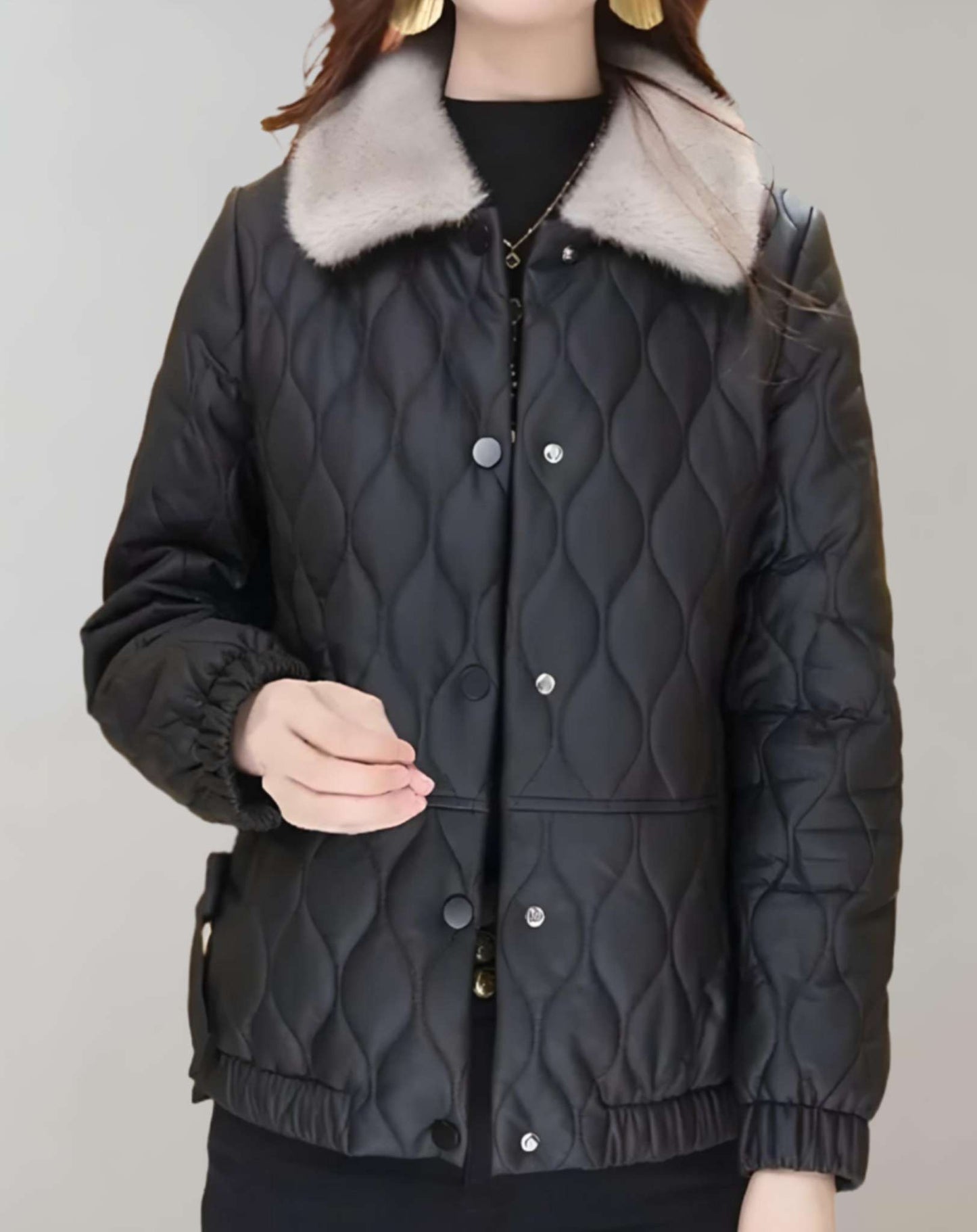 Warme gewatteerde jas voor dames met een modieus gewatteerd patroon, ideaal voor herfst- en winterdagen