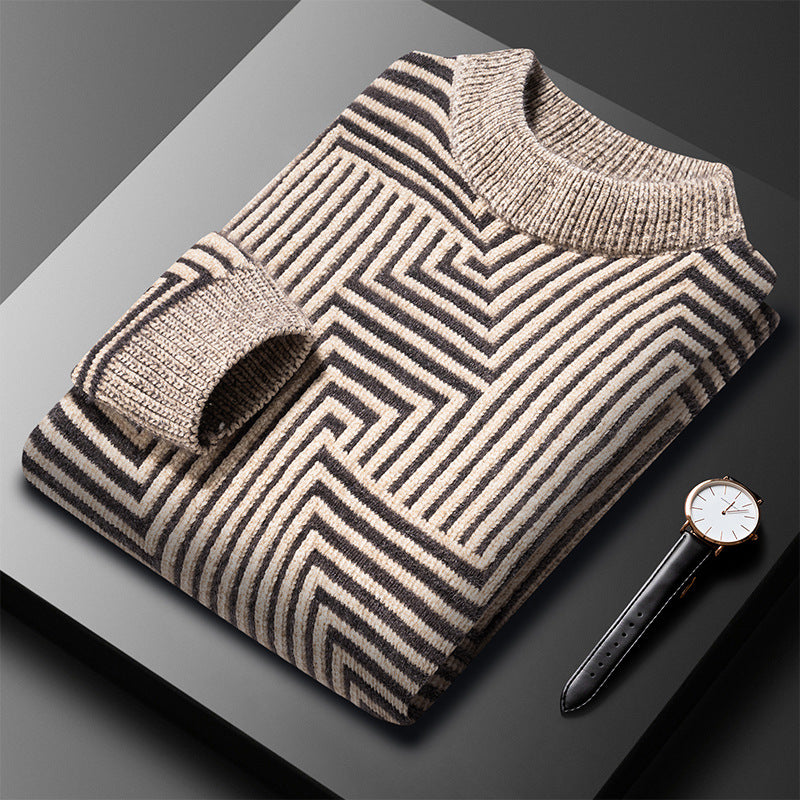 Warme herentrui met een elegant patroon en een klassiek ontwerp.