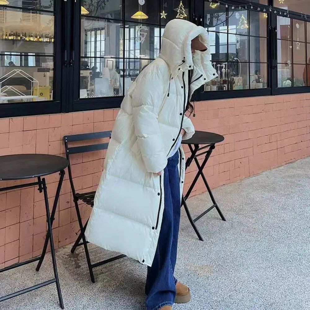 Warme lange donsjas voor dames met een elegante pasvorm en hoogwaardige donsvulling