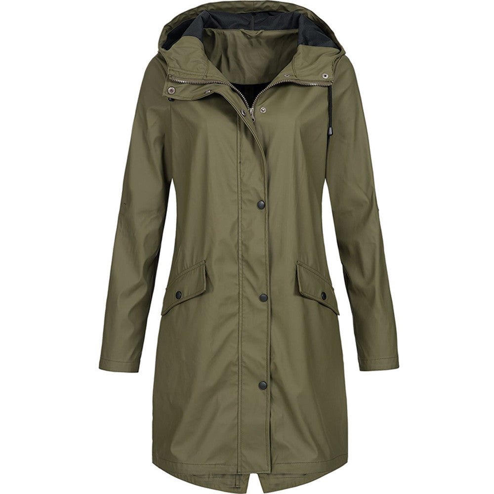Waterdichte winterjas voor dames met capuchon, ideaal voor herfst- en winterdagen.