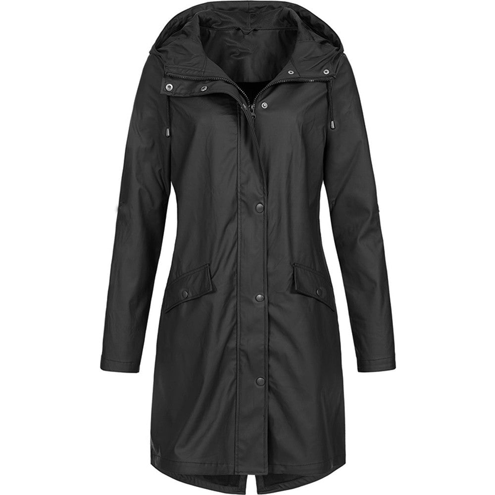 Waterdichte winterjas voor dames met capuchon, ideaal voor herfst- en winterdagen.