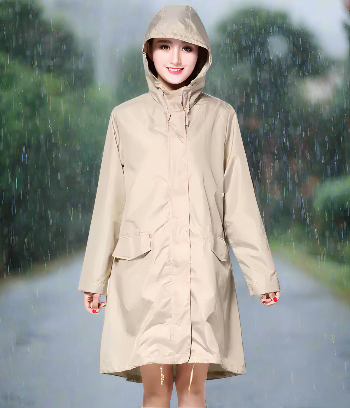 Waterdichte casual jas voor dames met capuchon, ideaal voor regenachtige herfst- en winterdagen.