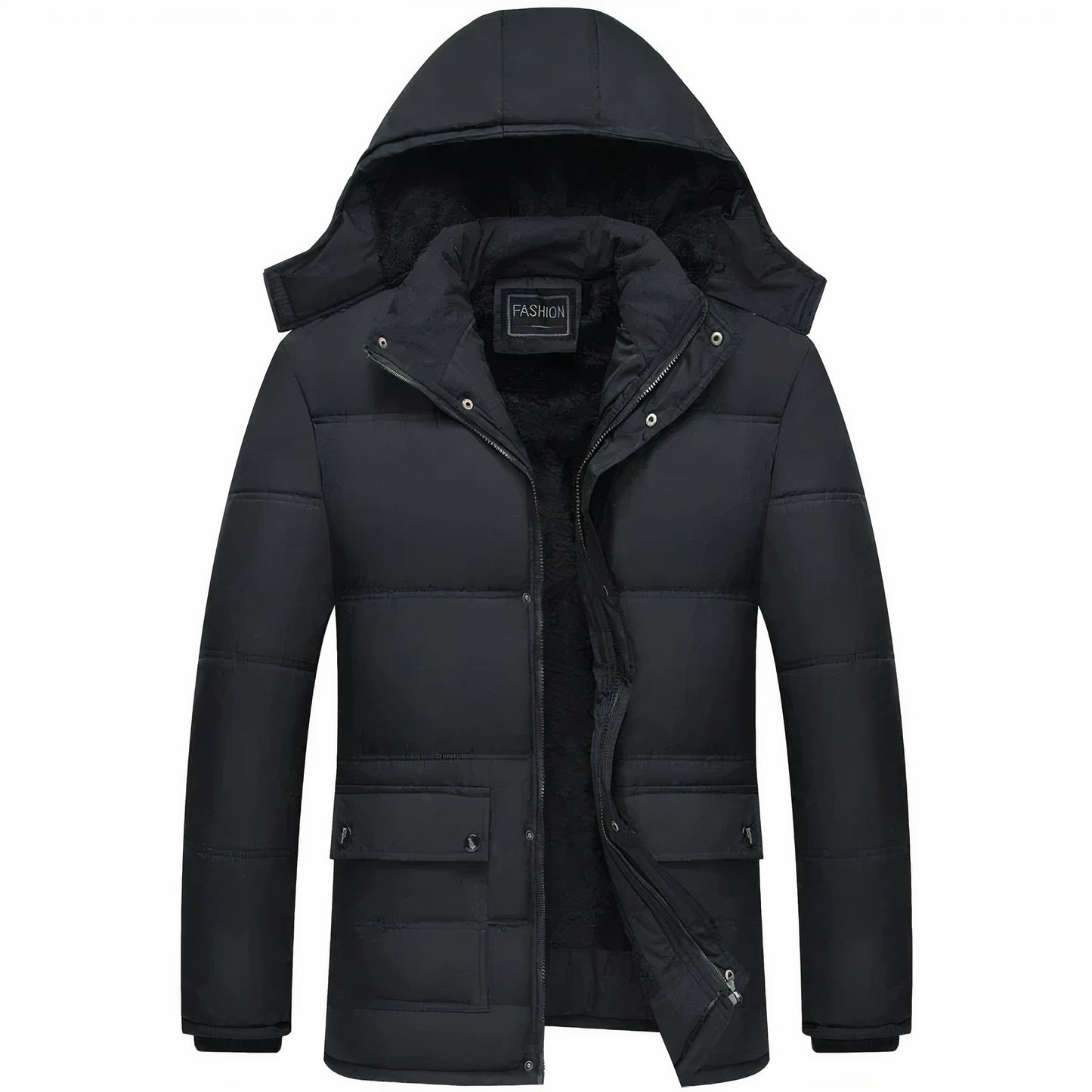 Waterdichte winterjas voor heren met warme binnenvoering en capuchon, perfect voor koude herfst- en winterdagen.