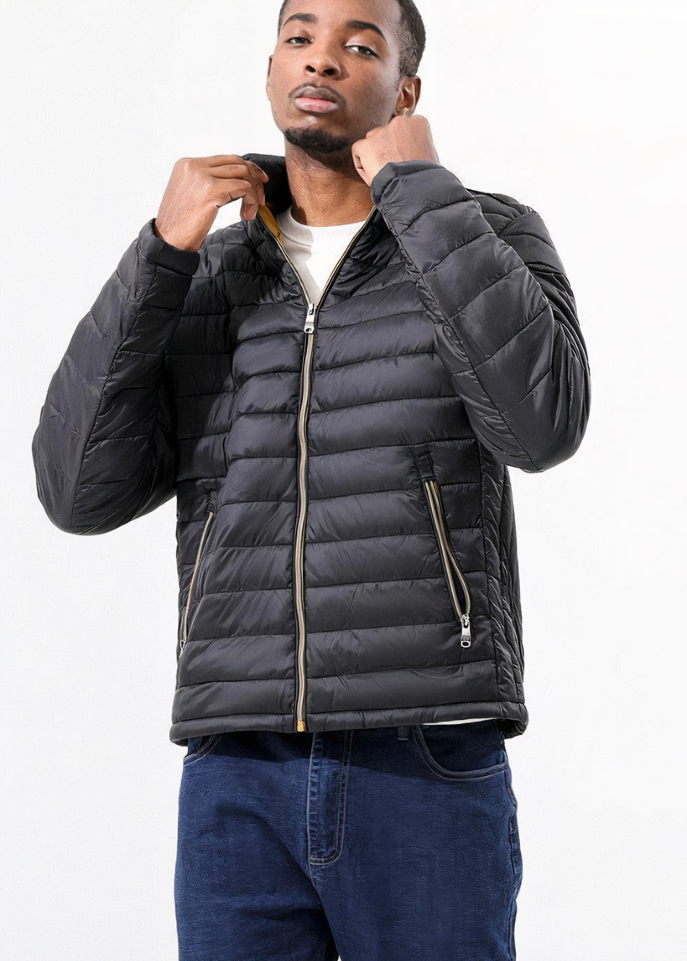 Waterdichte herenpufferjas, ideaal voor herfst- en winterdagen, licht en warm met praktische zakken.