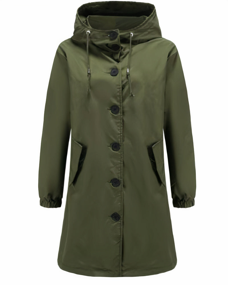 Wind- en waterdichte casual jas voor dames, ideaal voor herfst- en winterdagen, een combinatie van bescherming en stijl.